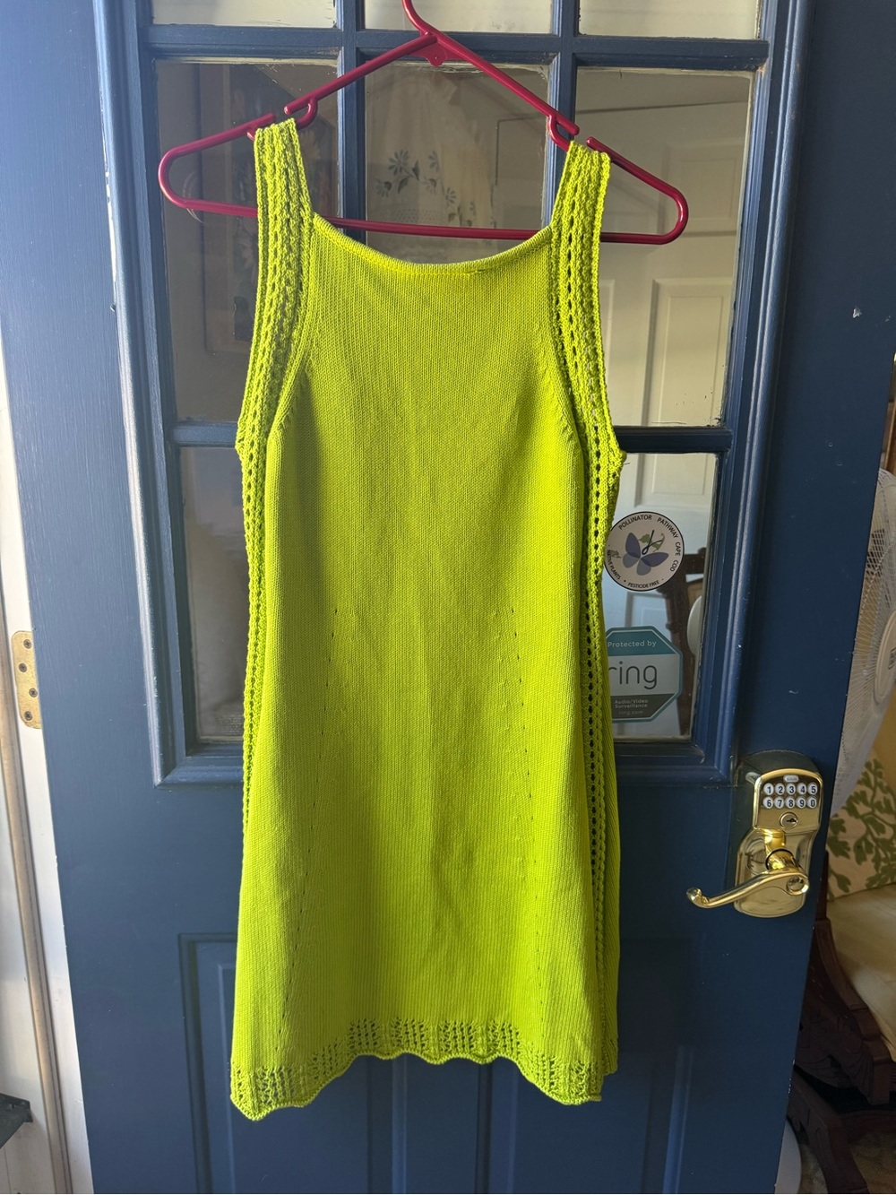 J. Crew Neon Lime Knit Sleeveless Shift Dress